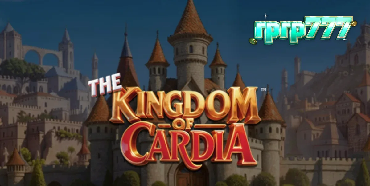 The Kingdom of Cardia slot game interface showing whimsical garden theme